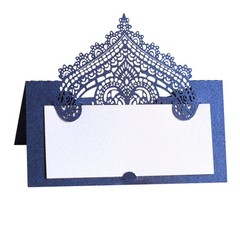 50 PCS Navy Blue Laser Cut Wedding Place Cards Tented Blank Cardstock Name