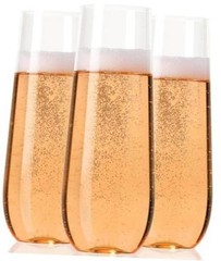 30 Plastic Stemless Champagne Flutes – Disposable Unbreakable toasting