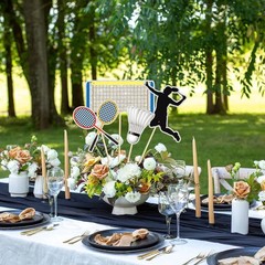 Set of 16,Badminton Theme Centerpiece Sticks,Boy Kid Birthday Table Toppers,B…