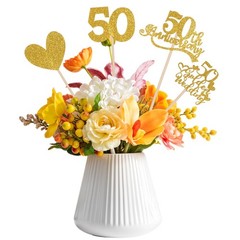 36 Pcs Golden 50th Anniversary Decorations,Ymapinc Gold Centerpieces for