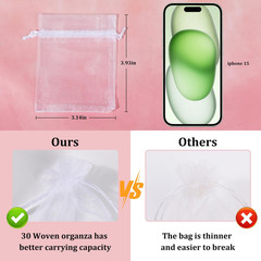 100PCS Organza Bags, 3X4Inch Organza Jewelry Bags with Drawstring