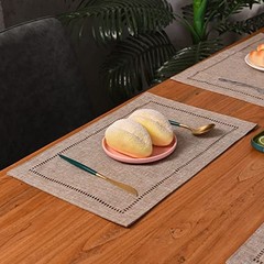 Set of 4 Decorative Linen Placemats 12 4 pieces 12 x 18” Light Coffee/Straight