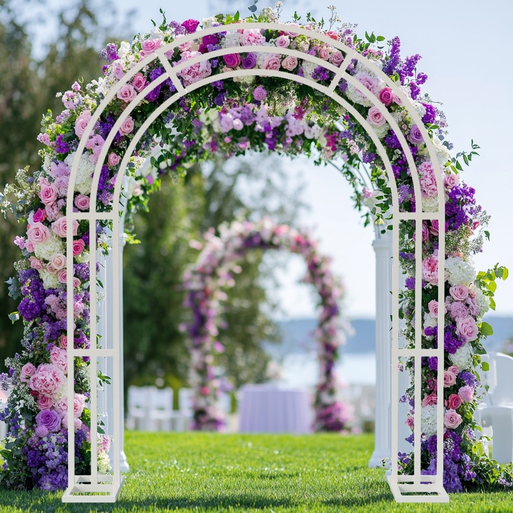 8.5FT Free Standing Arch Flower Stand 3 Poles Moon Door Archway Backdrop Decor