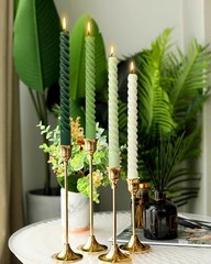 10 Inch Spiral Taper Candles for Home Decoration, 4 Pack 10 inches, Green