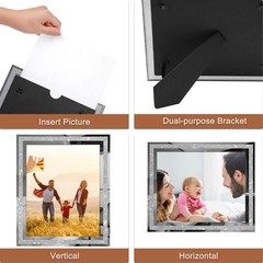 8×10 Picture Frames Set of 2, Glitter Photo Frame for Tabletop, Silver Glass …