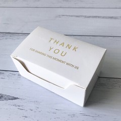 100x Gold Foil Rectangle Wedding Party Baptism White Favour Boxes Thank You Gift