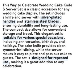 Simplicity 2pc Cake Knife & Server Set NIB Wedding Special Occasion
