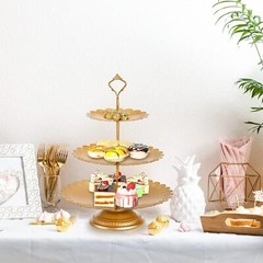 10 Pieces Gold Cake Stand, Metal Round Cupcake Tower, Decorative Dessert Fruit