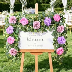 6 FT Artificial Flower Garland Real Touch Fake Floral Rose Peony 1Pcs Pink