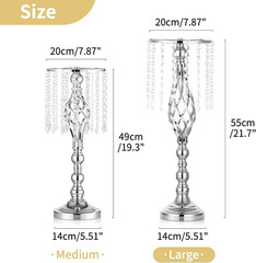 2 Pcs Silver Wedding Centerpieces Flower Stand, 21.7In/55Cm Height Wedding Road