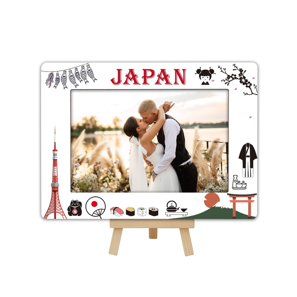 DETIHO Japan Travel Picture Frame, 4×6 Japan Themed Wooden Frame with Easel S…