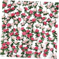 2Pcs 16.4Ft Flower Garland Artificial Rose Vines for Bedroom, Cute 2 Pcs Pink