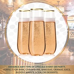 Plastic Stemless Champagne Flutes – Disposable Unbreakable 9 Oz 30 Clear