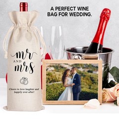 LANBAIHE Mr and Mrs Wine Bag, Wedding Shower Gifts Large, Mr&Mrs-Beige