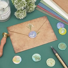 CRASPIRE Twinkle Star Wax Seal Stamp Four-Pointed Stars Vintage Sealing Wax S…
