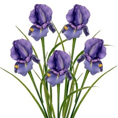 DILATATA Iris Flowers Artificial 5 Pcs Real Touch Long Stems Purple