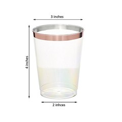 12 CLEAR ROSE GOLD RIM 9 oz Disposable Plastic Cups Wedding Party Tableware Sale