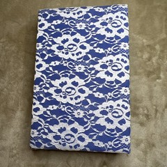 Vtg Blue White Floral Lace Photo Album 3-Ring Binder Grannycore Cottage-core
