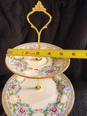 Minton B833 3 Tiered Tray Cake Dessert Stand Gold Handle