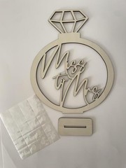 Miss to Mrs Ring Sign, Wooden Wedding Bachelorette Party Table Natural Wood