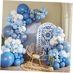 Dusty Balloon Arch Kit,145pcs Denim Light and White Balloons Garland Kits Blue