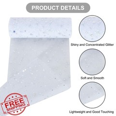 RIBBOOO White Glitter Tulle Roll 6 Inch 10yd