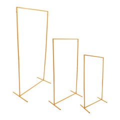 3-Piece Gold Freestanding Backdrop Stands Rectangular Balloon Frame for Wedding