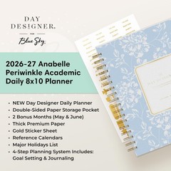 Blue Sky Day Designer 2026-2027 Daily and Monthly Academic Year Planner Calen…