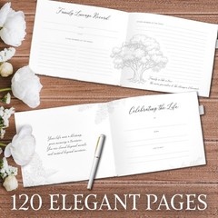 Elegant White Funeral Guest Book , 10 x 8 Inches 120 Pages Guest Book for Fun…
