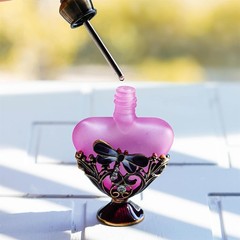 YU FENG Vintage Dragonfly Pewter and Glass Perfume Bottle 0.2 Ounces, pink