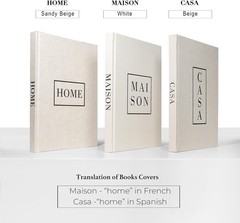 Linen Neutral Coffee Table Books Set of 3,Fashion Designer Hardcover Blank Bo…