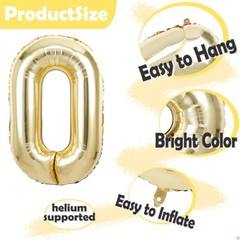 50 Balloon Number, 40 Inch Light Gold 50 Balloon Numbers, 50th Number 50
