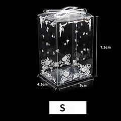10/50pcs Clear Floral PVC Cube Boxes Gift Tennis Toy Candy Cake Package Display