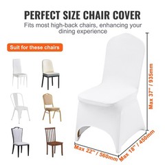 VEVOR 50PCS White Stretch Spandex Folding Chair Covers for Wedding Party Dining