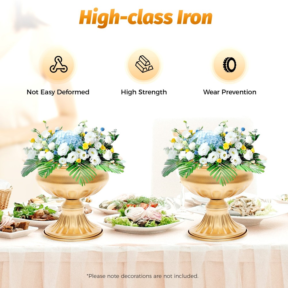 10pcs Gold Metal Flower Trumpet Vases Wedding Party Centerpieces Romantic Decor