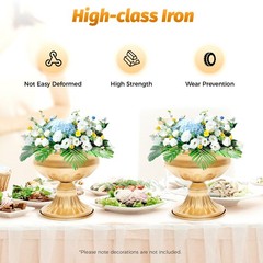 10pcs Gold Metal Flower Trumpet Vases Wedding Party Centerpieces Romantic Decor