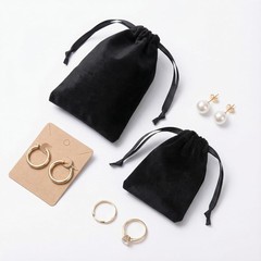 12pcs Black Velvet Drawstring Bags 3×4 inches Small Velvet Cloth Bags Jewelry