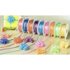 1/8″ 50 Yards Organza Iridescent Center with String Pull Ribbon Bow BLACK