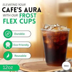 Concession Essentials – 12oz Frost Flex Plastic Cups – Shatterproof 12oz-50ct