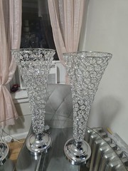 Crystal Wedding Vases For Flowers Set Of 6, 4 Small 2 Big