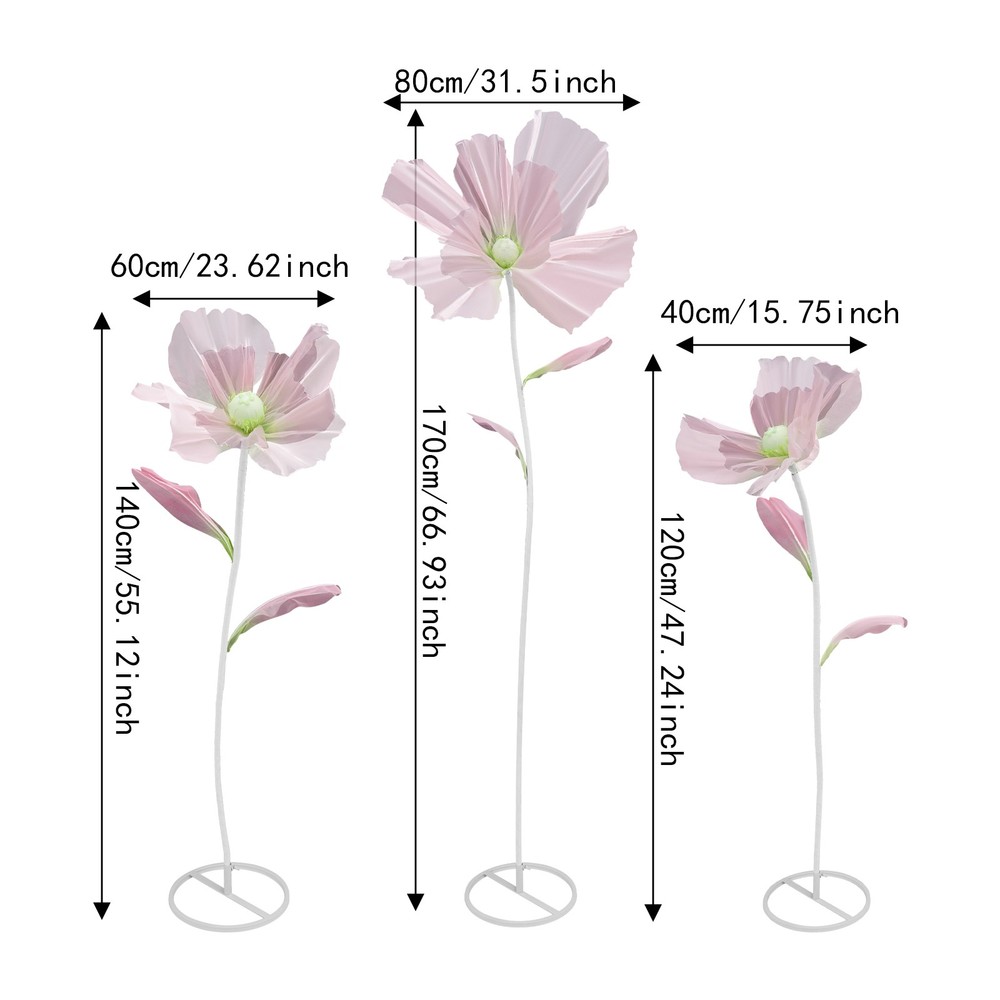 3PCS Giant Artificial Flower Decor for Wedding Background Artificial Flowers
