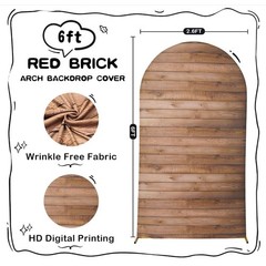 6FT Wood Arch Backdrop Cover Spandex Stretch Chiara Stand Cover Brown Wood NEW