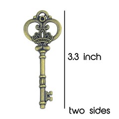 20pcs 3.3 Inch Large Antique Skeleton Keys Bulk Charms in Antique Bronze