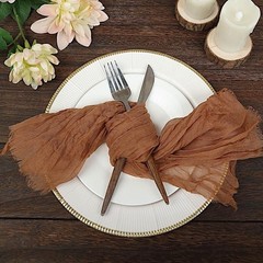 5 Taupe Cheesecloth Gauze Cotton Dinner Table 24″ x 19″ (Set of 5),