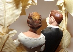 1959 Incredible Vintage 1950’s Wedding Cake Topper Silk Flower Bell Top