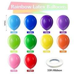 Assorted Rainbow Latex Balloons, 100 Pack 12 12inch (Normal) 01-assorted-g01