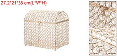 Crystal Card Box with Heart Lock, 10.7″ x 8.3″ x 11″ Wedding Card Box Gold