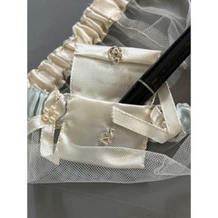 Vintage Bridal Wedding Set Ring Bearer Pillow Lace Book Cover and Garter Cream