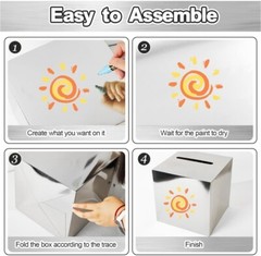 2 Pack Charming Silver Wedding/Party/Birthday 10″ Money Box/Card Box