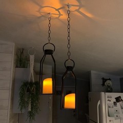 Black Metal Candle Lanterns Living Room Decor, 2 Pack